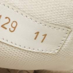 Pre Owned Louis Vuitton White/Brown Leather and Monogram Canvas Rivoli Sneakers Size 45