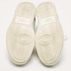Pre Owned Louis Vuitton White/Brown Leather and Monogram Canvas Rivoli Sneakers Size 45
