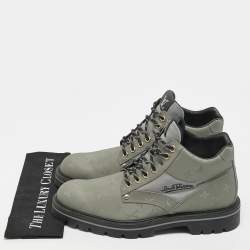 Pre Owned Louis Vuitton Green Canvas Lace Up Sneakers Size 44