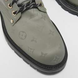 Pre Owned Louis Vuitton Green Canvas Lace Up Sneakers Size 44