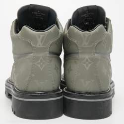 Pre Owned Louis Vuitton Green Canvas Lace Up Sneakers Size 44