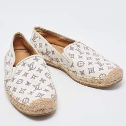Louis Vuitton White Monogram Canvas Espadrille Flats Size 41