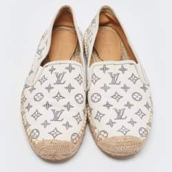 Louis Vuitton White Monogram Canvas Espadrille Flats Size 41