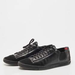 Louis Vuitton Black Leather and Suede Low Top Sneakers Size 41