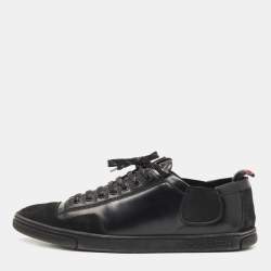 Louis Vuitton Black Leather and Suede Low Top Sneakers Size 41