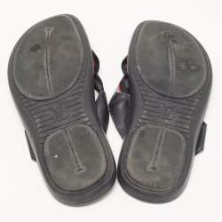 Louis Vuitton Tricolor Leather and Canvas Cross Strap Slides Size 42