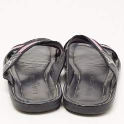 Louis Vuitton Tricolor Leather and Canvas Cross Strap Slides Size 42