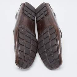 Pre Owned Louis Vuitton Brown Leather Monte Carlo Loafers Size 42