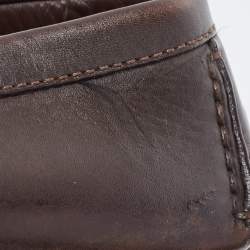Pre Owned Louis Vuitton Brown Leather Monte Carlo Loafers Size 42