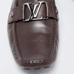 Pre Owned Louis Vuitton Brown Leather Monte Carlo Loafers Size 42