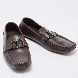 Pre Owned Louis Vuitton Brown Leather Monte Carlo Loafers Size 42