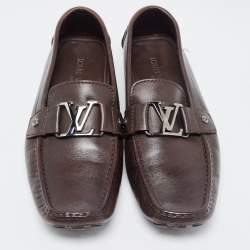 Pre Owned Louis Vuitton Brown Leather Monte Carlo Loafers Size 42