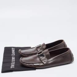 Pre Owned Louis Vuitton Brown Leather Monte Carlo Loafers Size 42