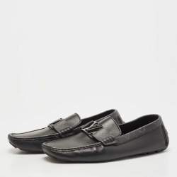 Pre Owned Louis Vuitton Black Monogram Canvas and Leather Monte Carlo Loafers Size 42