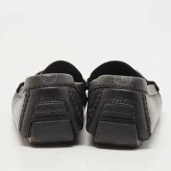 Pre Owned Louis Vuitton Black Monogram Canvas and Leather Monte Carlo Loafers Size 42