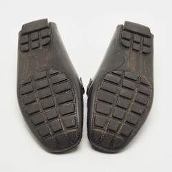 Pre Owned Louis Vuitton Black Monogram Canvas and Leather Monte Carlo Loafers Size 42