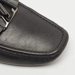 Pre Owned Louis Vuitton Black Monogram Canvas and Leather Monte Carlo Loafers Size 42