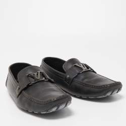 Pre Owned Louis Vuitton Black Leather Monte Carlo Loafers Size 44