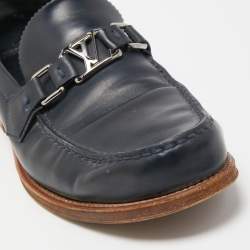 Louis Vuitton Navy Blue Leather Hockenheim Loafers Size 40
