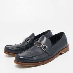 Louis Vuitton Navy Blue Leather Hockenheim Loafers Size 40