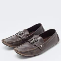 Louis Vuitton Dark Brown Leather Monte Carlo Loafers Size 41