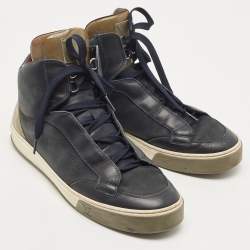 Louis Vuitton Two Tone Leather and Damier Patent High Top Sneakers Size 41.5