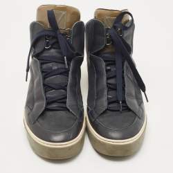 Louis Vuitton Two Tone Leather and Damier Patent High Top Sneakers Size 41.5