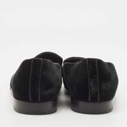 Louis Vuitton Black Velvet Auteuil Logo Smoking Slippers Size 43