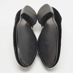 Louis Vuitton Black Velvet Auteuil Logo Smoking Slippers Size 43