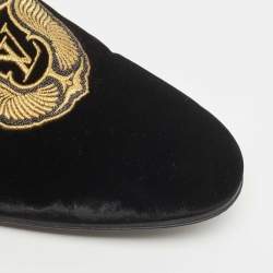 Louis Vuitton Black Velvet Auteuil Logo Smoking Slippers Size 43