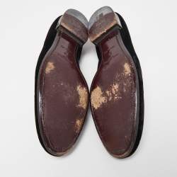 Louis Vuitton Black Velevt Slip On Loafers Size 45