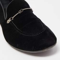 Louis Vuitton Black Velevt Slip On Loafers Size 45
