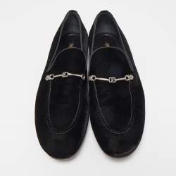 Louis Vuitton Black Velevt Slip On Loafers Size 45