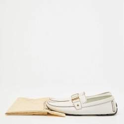 Louis Vuitton White Leather Monte Carlo Slip On Loafers Size 45