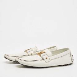 Louis Vuitton White Leather Monte Carlo Slip On Loafers Size 45