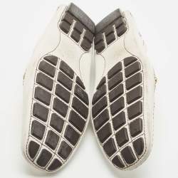 Louis Vuitton White Leather Monte Carlo Slip On Loafers Size 45