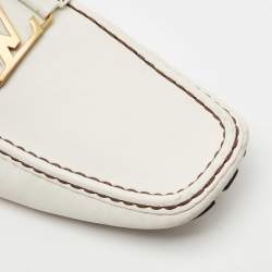 Louis Vuitton White Leather Monte Carlo Slip On Loafers Size 45