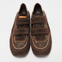 Louis Vuitton Brown Monogram Canvas and Suede Trainer Sneakers Size 45