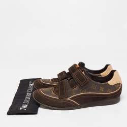 Louis Vuitton Brown Monogram Canvas and Suede Trainer Sneakers Size 45