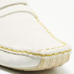 Louis Vuitton White Leather Lombok Slip On Loafers Size 45