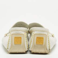 Louis Vuitton White Leather Lombok Slip On Loafers Size 45