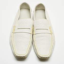 Louis Vuitton White Leather Lombok Slip On Loafers Size 45