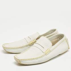 Louis Vuitton White Leather Lombok Slip On Loafers Size 45