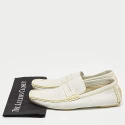 Louis Vuitton White Leather Lombok Slip On Loafers Size 45