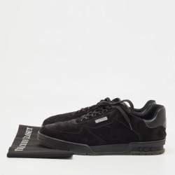 Pre Owned Louis Vuitton Black Suede LV Trainer Sneakers Size 44
