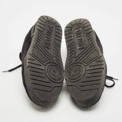 Pre Owned Louis Vuitton Black Suede LV Trainer Sneakers Size 44