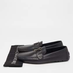 Pre Owned Louis Vuitton Black Leather Monte Carlo Loafers Size 42.5