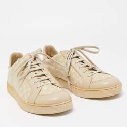 Louis Vuitton Beige  Monogram Denim And Leather Low Top Sneakers Size 44