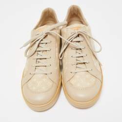 Louis Vuitton Beige  Monogram Denim And Leather Low Top Sneakers Size 44