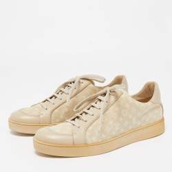 Louis Vuitton Beige  Monogram Denim And Leather Low Top Sneakers Size 44